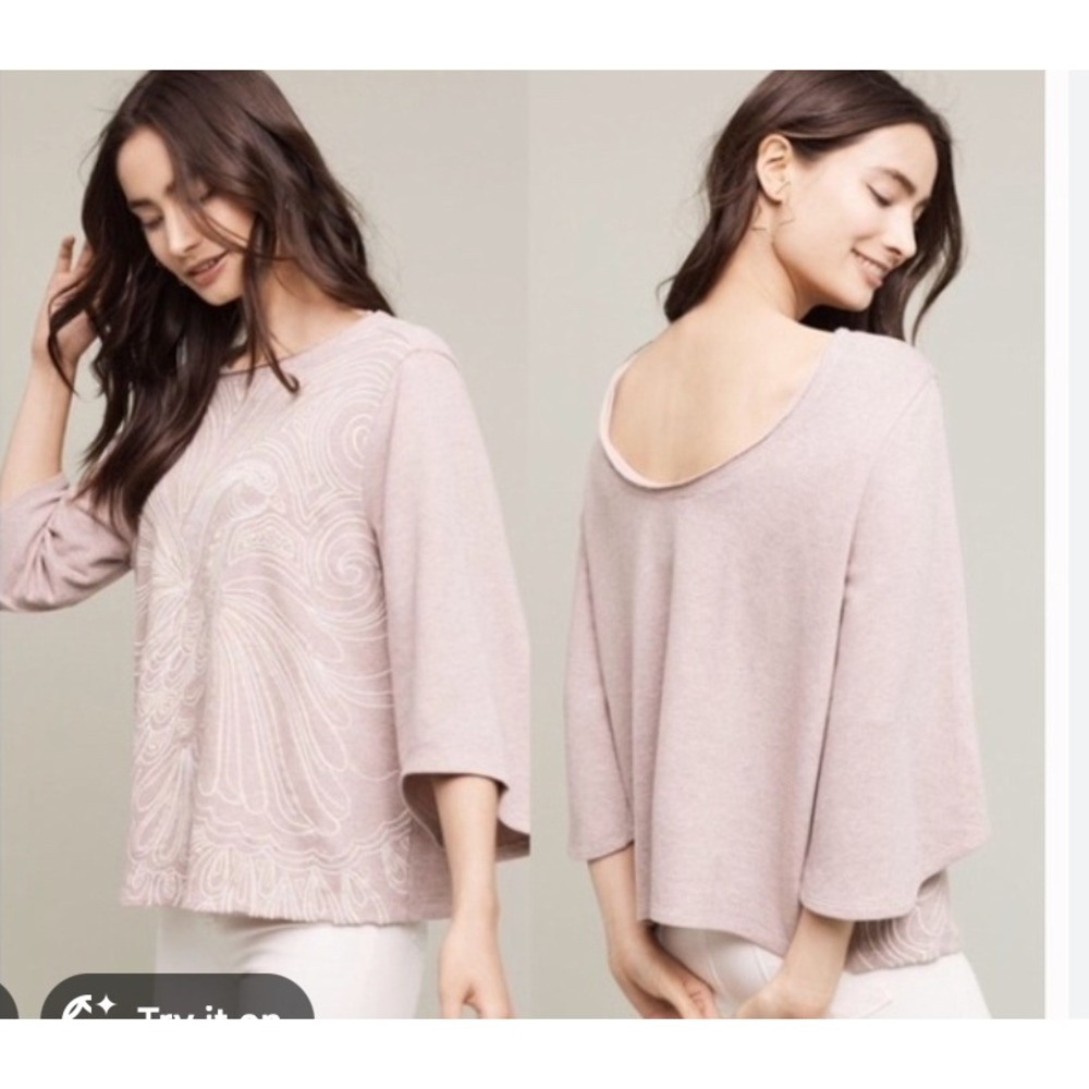 Anthropologie Akemi + Kin Onora Peacock Embroidered‎ Sweatshirt S